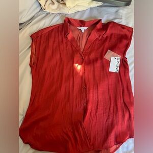 Nine West Vibrant Burnt Orange Blouse